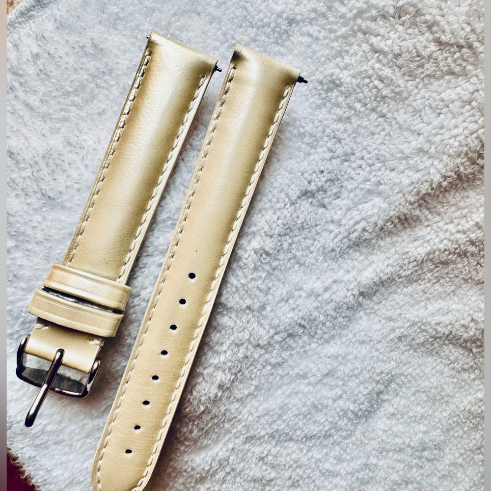 MICHELE 16mm watch band. Beige/cream gloss - genuine leather. Made in France.